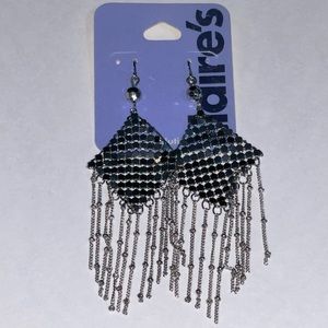Claire’s Silver Dangle Pierced Earrings 4.5” L x 1.25” W